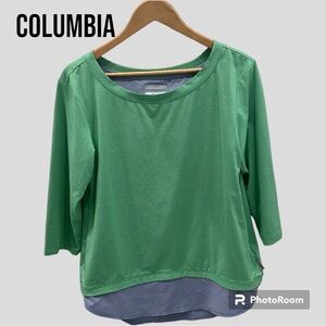 Columbia Omni Wick 3/4 Sleeve Pullover Green & Blue size Medium